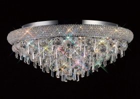 Alexandra Polished Chrome Crystal Ceiling Lights Diyas Flush Crystal Fittings